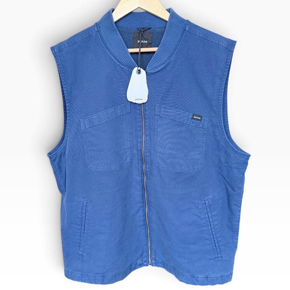 prAna L Rock Ridge Vest Capulet Blue Heavy Organic Cotton Canvas Utility NWT